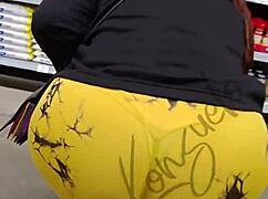 you can see my thong peeking through these tight yellow leggings