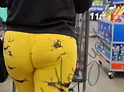you can see my thong peeking through these tight yellow leggings