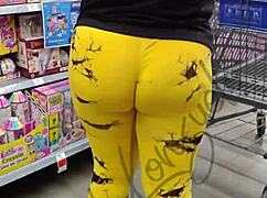 you can see my thong peeking through these tight yellow leggings