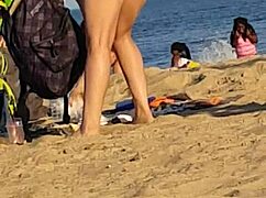 skinny beach girl caught on hidden cam during candid strut