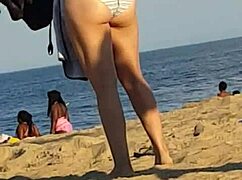 skinny beach girl caught on hidden cam during candid strut
