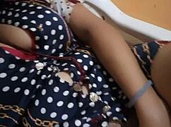 His office buddy's girlfriend sneaks a sexy fetish rub at work