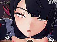 Ellen Joe bends over as friend futa's monster cock doggystyles her big ass and tits