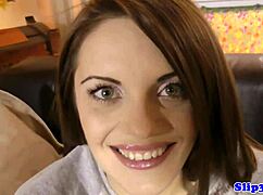 the young amateur eurobabe chats through her casting interview then rides the british old man's cock cowgirl pov style