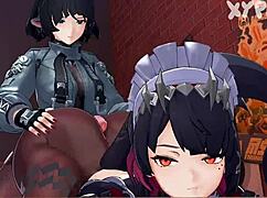 Ellen Joe bends over as friend futa's monster cock doggystyles her big ass and tits