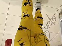 you can see my thong peeking through these tight yellow leggings