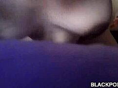 big black tits bounce wildly as ebony babe takes brutal doggystyle pounding bent over.