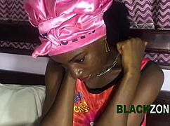 casting cute ebony babe feels my cock deep in her tight bedroom pussy