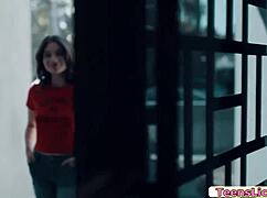 hot 18+ teen milf laps twin girlfriend's pussy during wild face sitting session