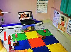 watching otaku schoolgirl get fucked? my dildo throbs as she gapes