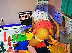 watching otaku schoolgirl get fucked? my dildo throbs as she gapes