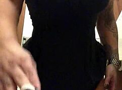 angel lima masturbates with big tits exposed and anal plug in public mall shop