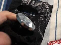 angel lima masturbates with big tits exposed and anal plug in public mall shop