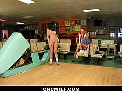 using my girlfriend and her stepmom for wild group sex after bowling