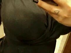 angel lima masturbates with big tits exposed and anal plug in public mall shop