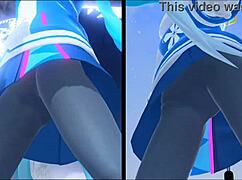 She hikes up her skirt over tight leggings for sneaky upskirt peeks that steal the show in fetish play