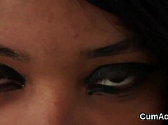 wanna see this naughty kitten lap up cumshots on her face