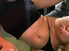 Brazilian brunette girlfriend bends over kitchen counter for creampie pounding