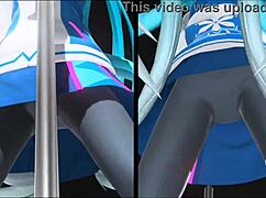 She hikes up her skirt over tight leggings for sneaky upskirt peeks that steal the show in fetish play