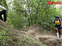 check out this ebony chubby babe getting fucked outdoors with style