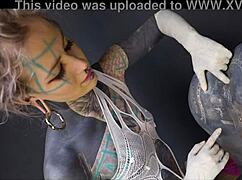 hey tranny take this tattooed domme's fist up your gaping ass now