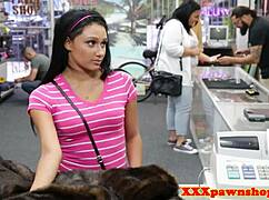 pawnshop teen teases tits before fucking