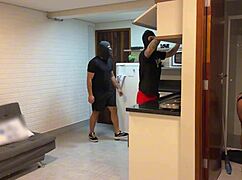 Skinny Maid Assfucked by Big Black Cock in 3some Double Penetration Gaping Cumshot