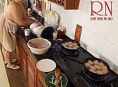 Nudist Housewife Regina Noir Cooks Naked In Kitchen Like A Maid