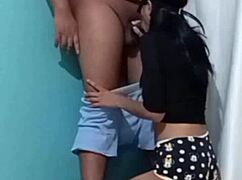 Skinny 20yo Schoolgirl Gets Doggy Fucked Standing By Big Cock