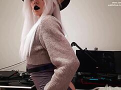 elf witch's pretty face covered in hot cum after week long abstinence fuck