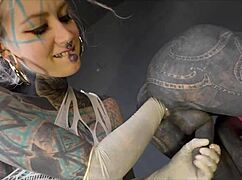 hey tranny take this tattooed domme's fist up your gaping ass now