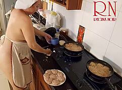 Nudist Housewife Regina Noir Cooks Naked In Kitchen Like A Maid