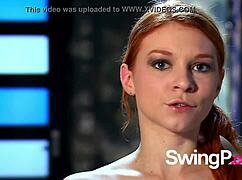 two swinger babes in black lace dive into wild group oral orgy