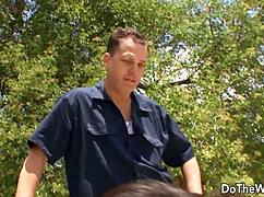 AJ Estrada fucks hard while cuck hubby watches 😈👀