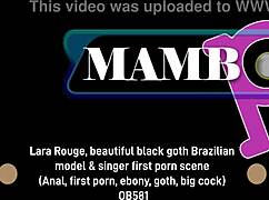 lara rouge's first anal ride on huge white cock destroys her black goth ass