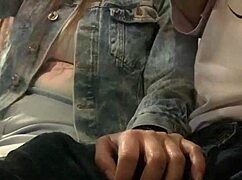 flashing my cock on bus, horny slut grabs and strokes it