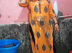 step sister-in-law soaps her big shaved tits in bath tub