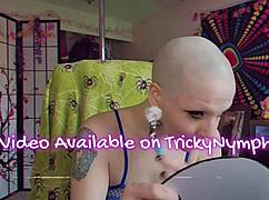 Curvy Blonde Milf Teases in Fishnets Before Shaving