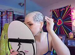 Curvy Blonde Milf Teases in Fishnets Before Shaving