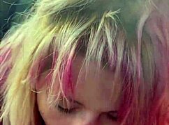 Pretty whore kneels in backseat sucking cock before cum in mouth load?