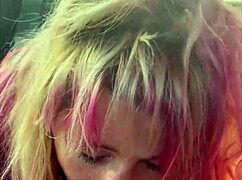 Pretty whore kneels in backseat sucking cock before cum in mouth load?