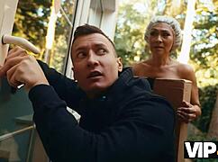 Mature neighbor stockings shaved pussy takes monster cock hardcore fun