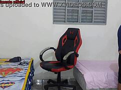 stepsis strips near stepbro before hard fuck on gamer chair