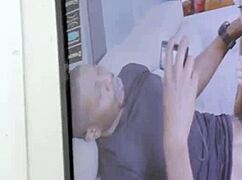 asian teen feels gloryhole thrill throating black monster