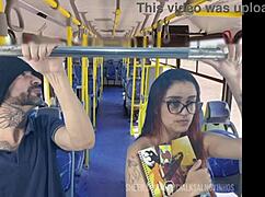 pretty redhead student groped under miniskirt by stranger on crowded bus