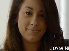 elegant barely legal teen fingers her wet pussy with dildo in softcore solo play