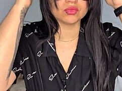 hey, this college babe stuffs lingerie pearls deep in her fat pussy