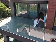 Petite brunette babe footjob hairy pussy fucked hard by european monster cock