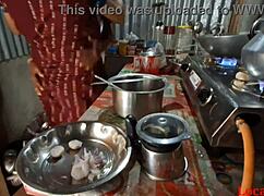 servant fucks me hard in kitchen after cooking young pussy