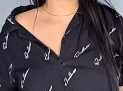 hey, this college babe stuffs lingerie pearls deep in her fat pussy